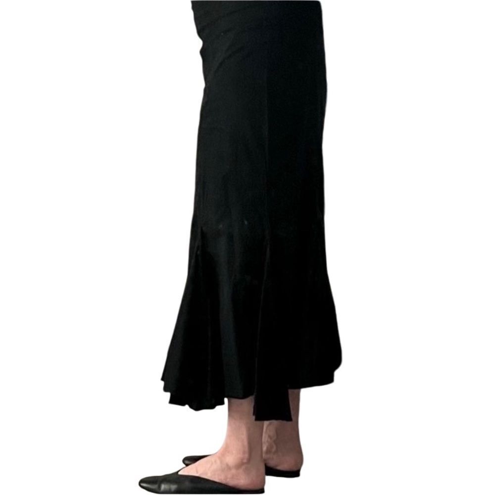 VTG Bisou Bisou Black Fit and Flare Mermaid Ruffle Handkerchief Hem Maxi Skirt L